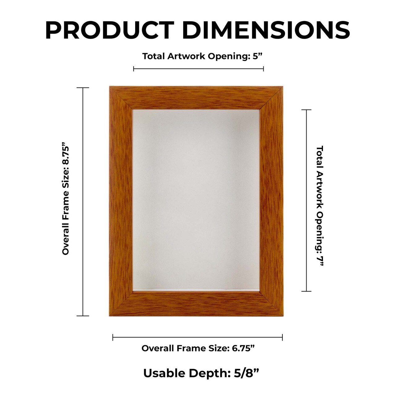 Warm Honey Brown Wood Shadow Box Frame with Acrylic Front - White Suede Backing, 30 Sizes
